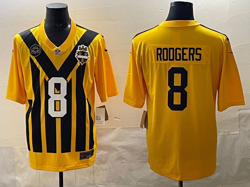 Men 2025 Pittsburgh Steelers 8 Rodgers Yellow Retro Nike Limited NFL Jersey style 02